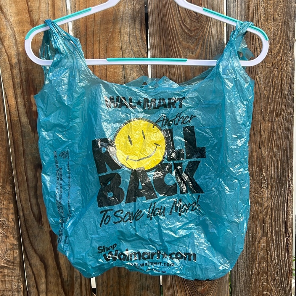 90s or Y2K Blue Smiley Walmart Bags Collectible Shopping Grocery Bags
